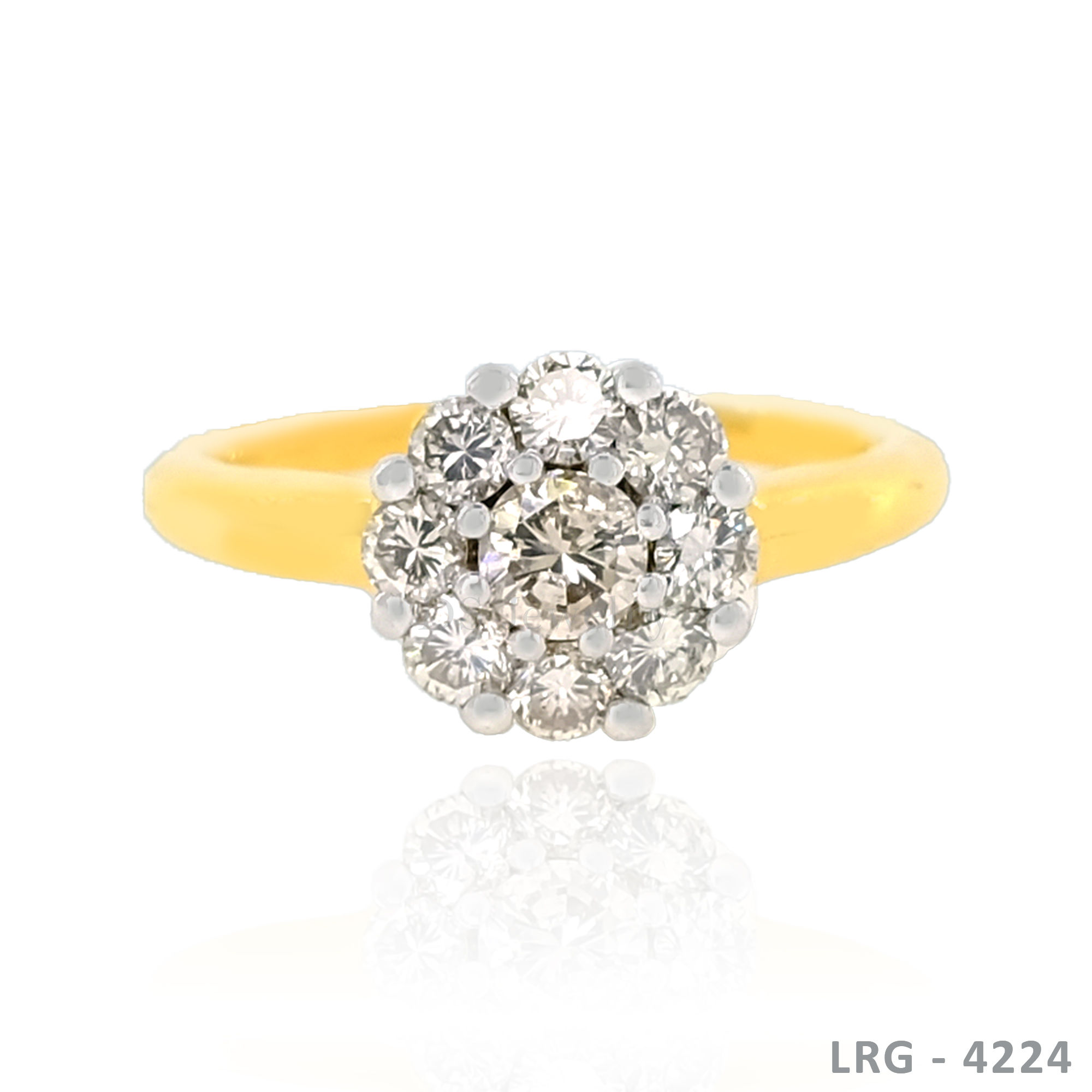 14K-YG Cluster Diamond Ring