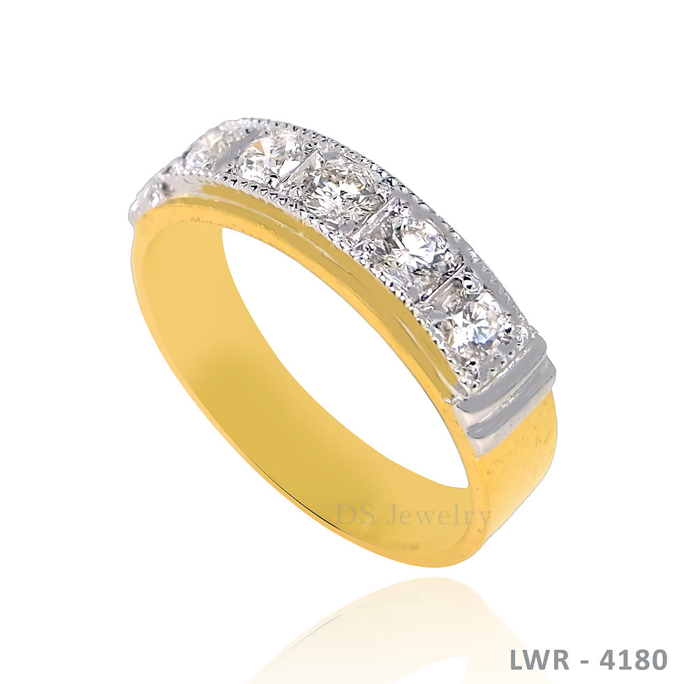 Thumbnail: 14K-YG Five Diamond Traditional Wedding Ring