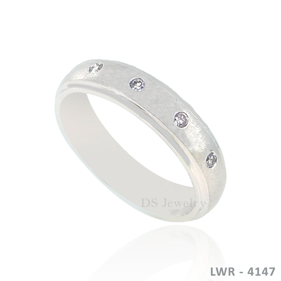 Thumbnail: 14K-WG Five Diamond Matte Finish Wedding Ring