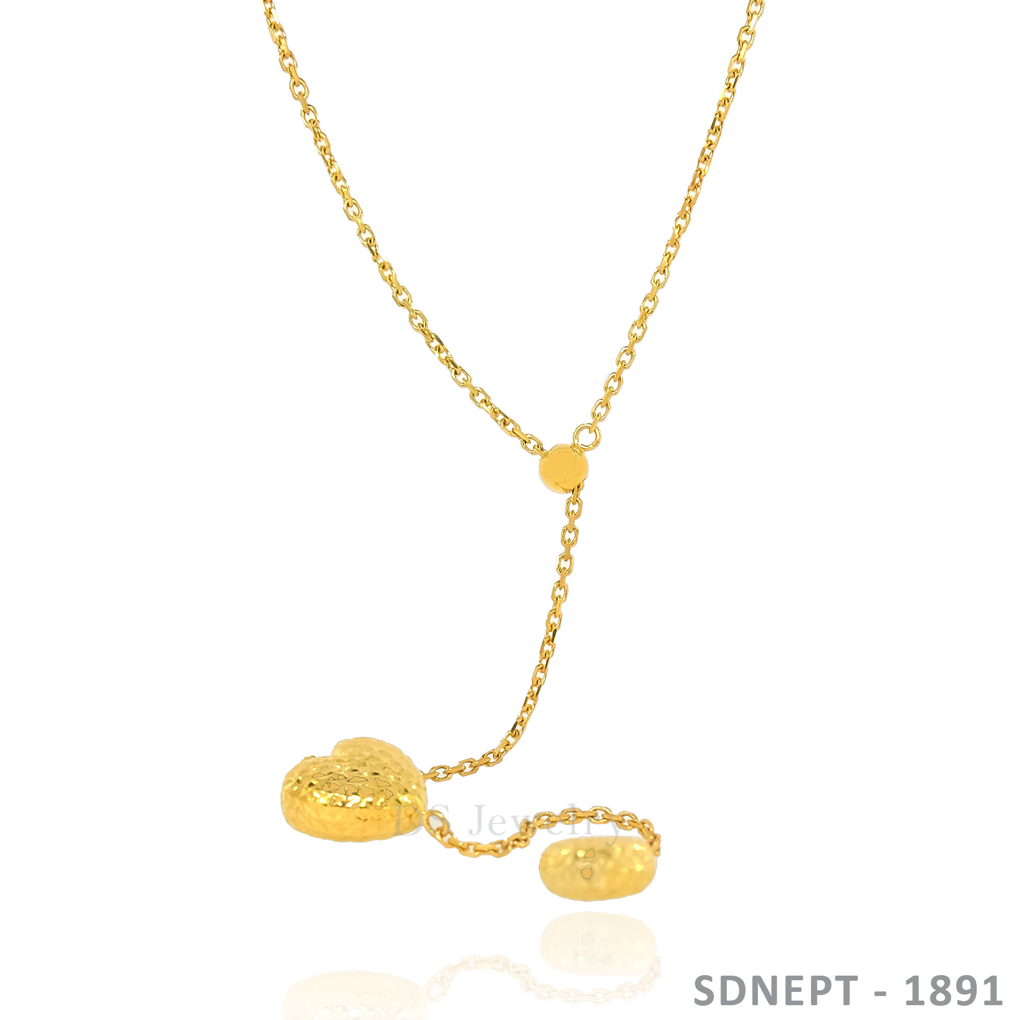 18K-YG Cable Chain with Heart Pendant