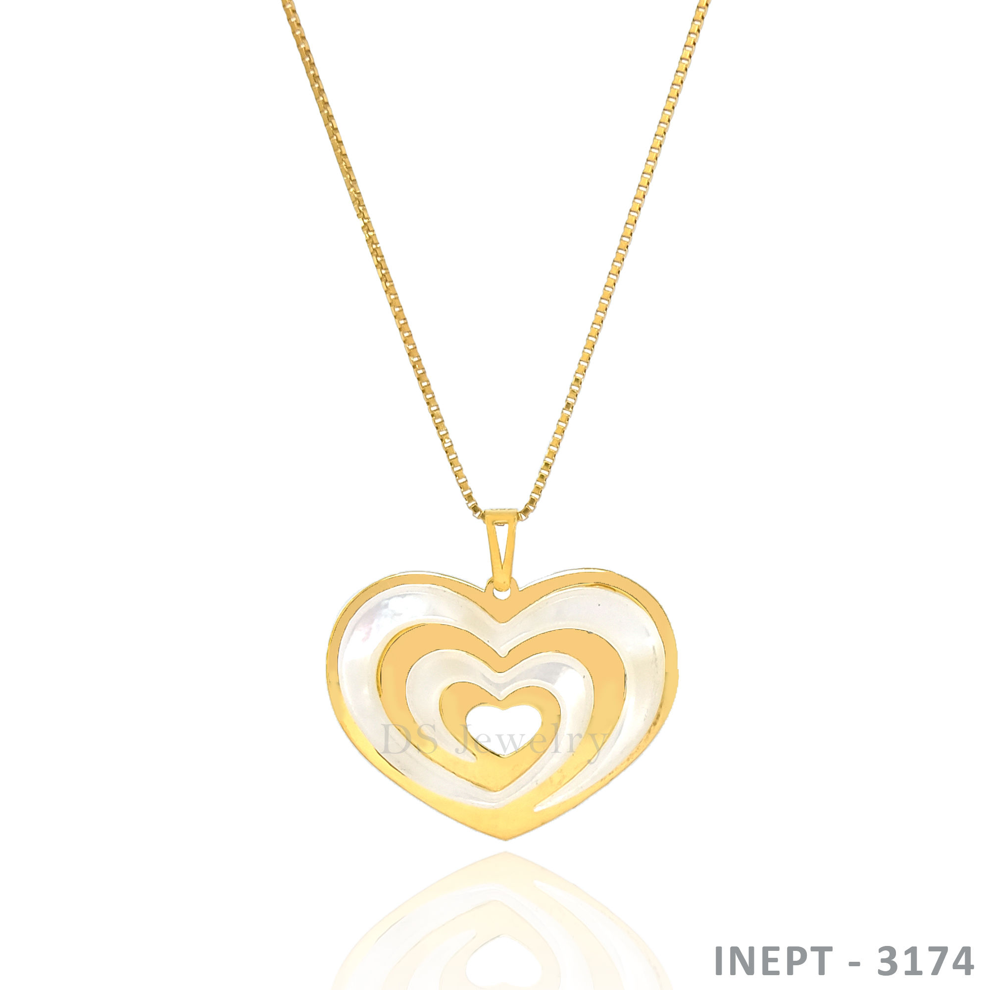 18K-YG Boxtype Chain with Heart Pendant