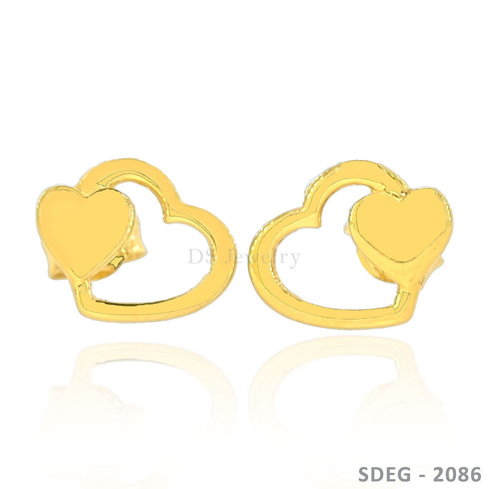 18K-YG Double Heart Pushpull Earrings