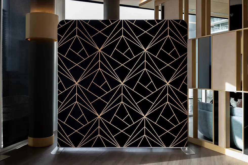 Black Geometric Photobooth Backdrop Focal Concepts Vancouver.webp