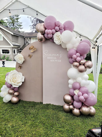 purple bridal shower backdrop