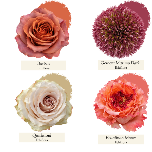 Fleurs Ethiflora pour mariage d’automne terracotta et bordeaux