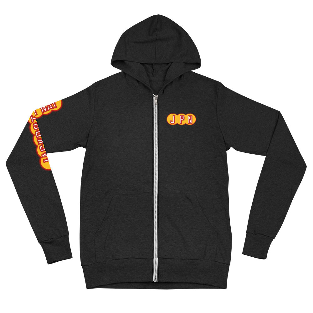 JackPot Nay Logo Zip Hoodie with JPN Banner Sleeve Design