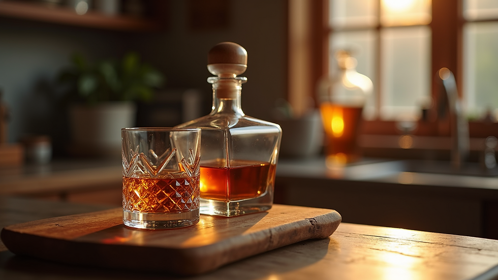 Close-up of premium craft spirits collection