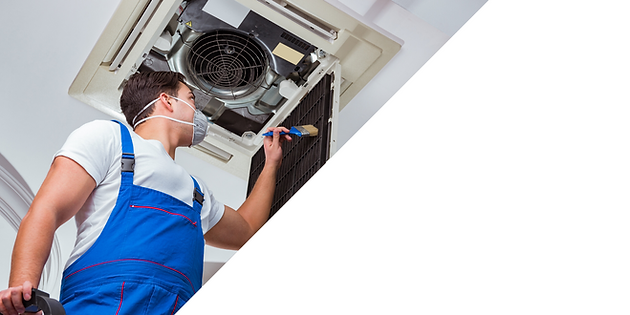 air conditioning technician cleaning an air duct vent