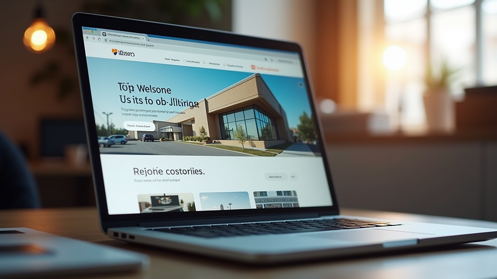 Eye-level view of a laptop screen showing a business listing website