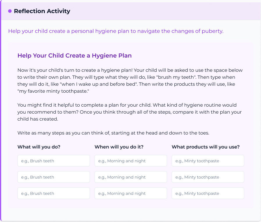 Let's Talk Parents Puberty Reflection