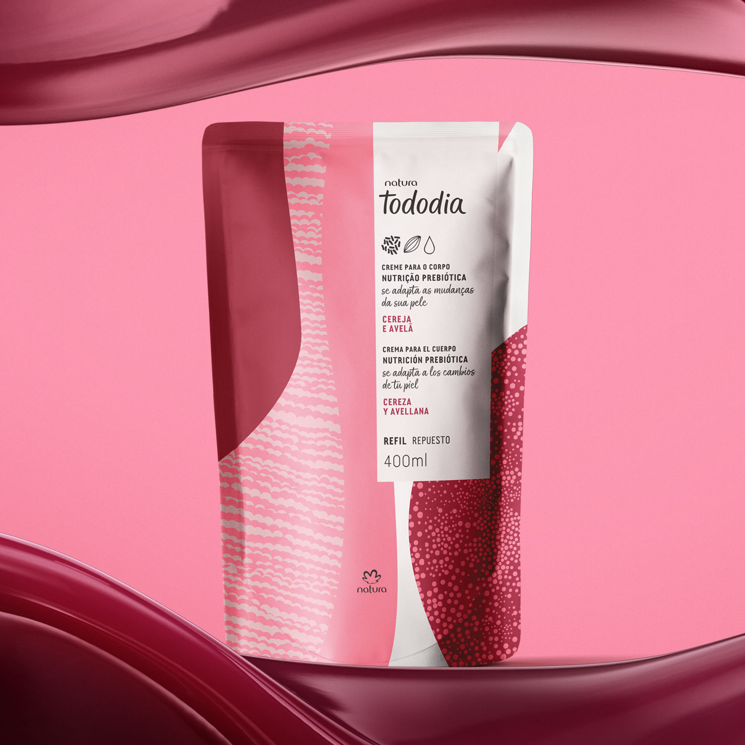 Refil Creme Desodorante Nutritivo para o Corpo Tododia Cereja e Avelã