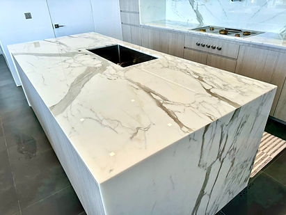 Marble Countertops and Island protected with Gloss StoneGuard