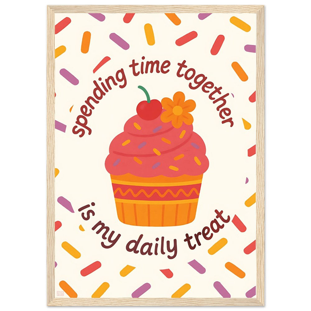 Cupcake O'clock- Premium Matte Paper Wooden Framed Poster | Nursery wall art