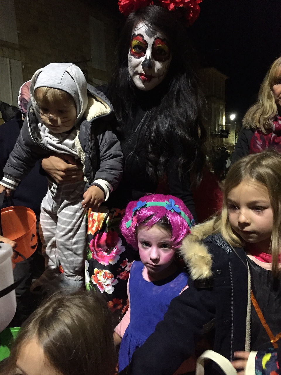 Mom and kids with cute costumes