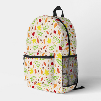 Fall leaves pattern backpack with autumn foliage and nuts