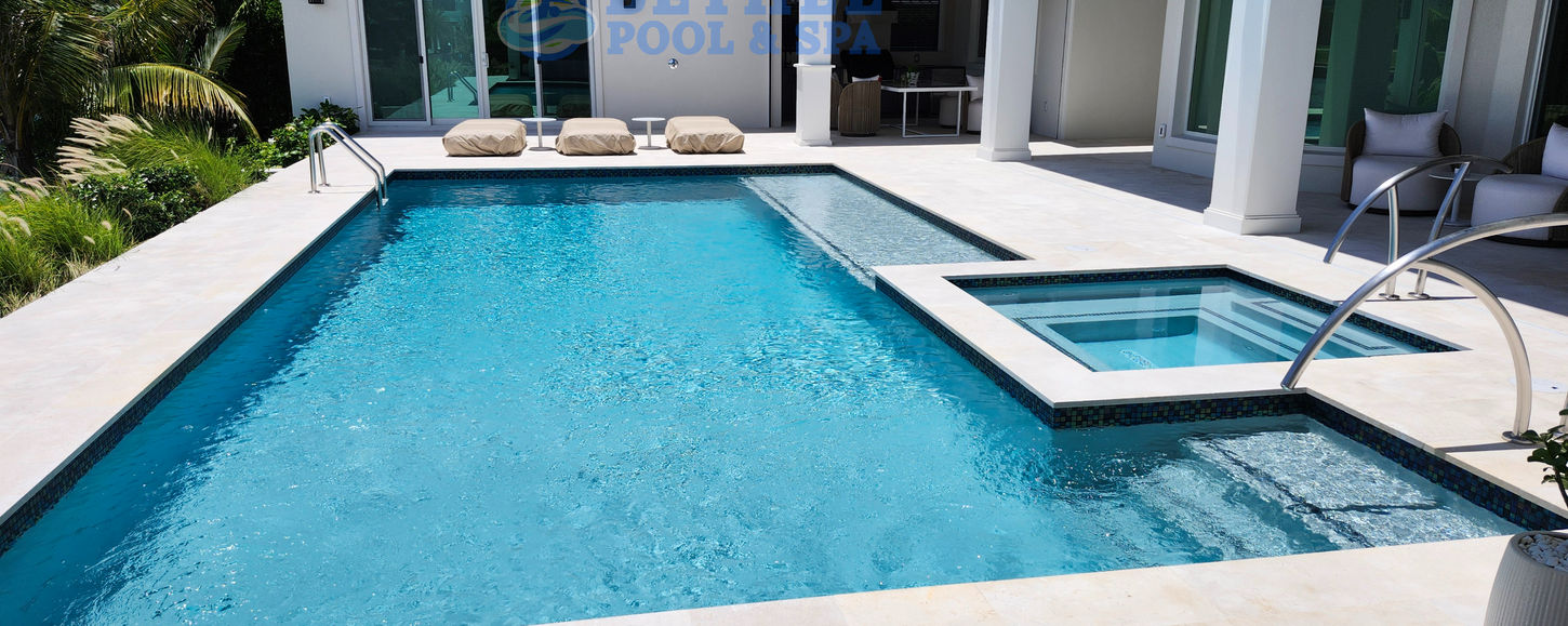 complted modern backyard pool