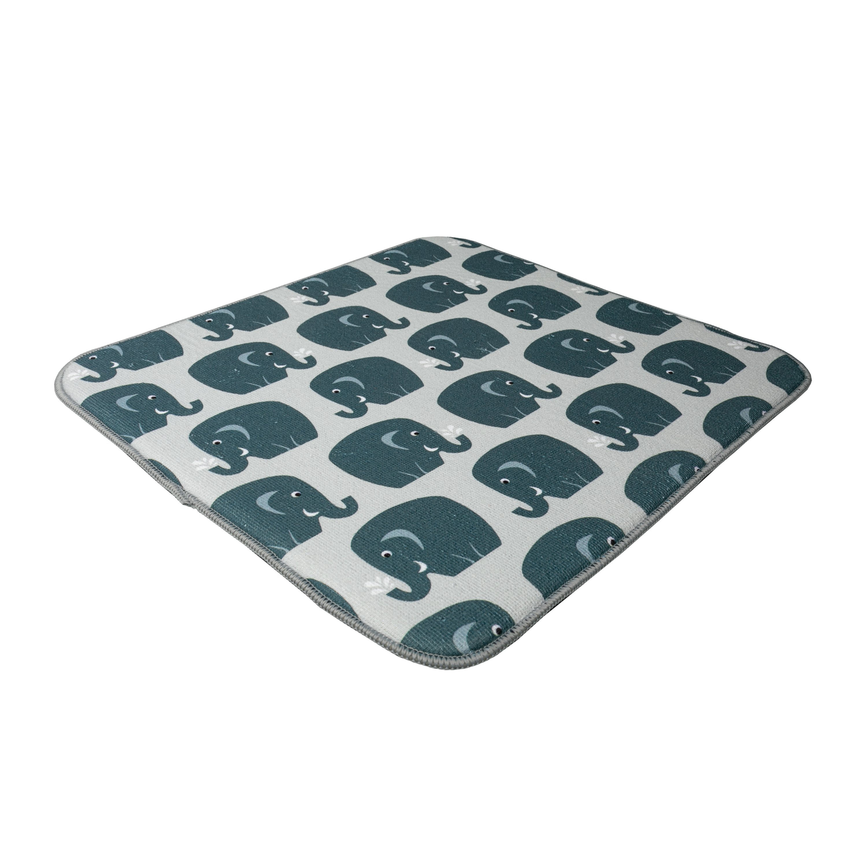 KOLORAE Bottle Drying Mat Gray Elephant Print