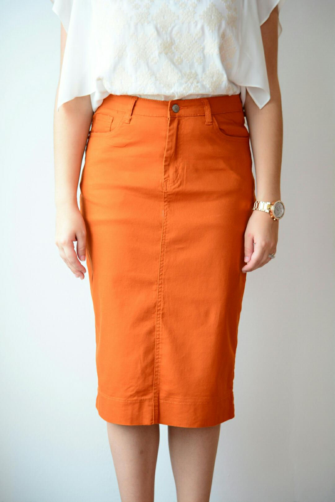 Pumpkin Denim Skirt