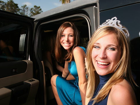 Group of friends in our transit van waiting to get to prom