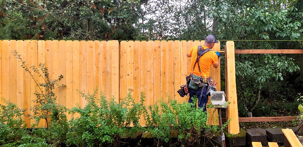 Tyler was in action of building a fence.