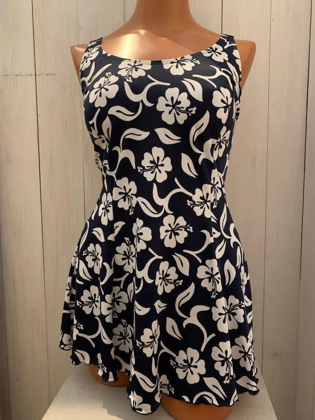 Hibiscus Navy_M-054_Tank Dress One Piece