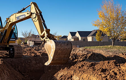 operator excavating soil in a suburban construction site.jpg