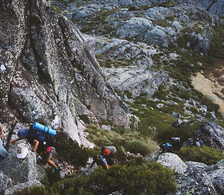 Hikers on Cliff