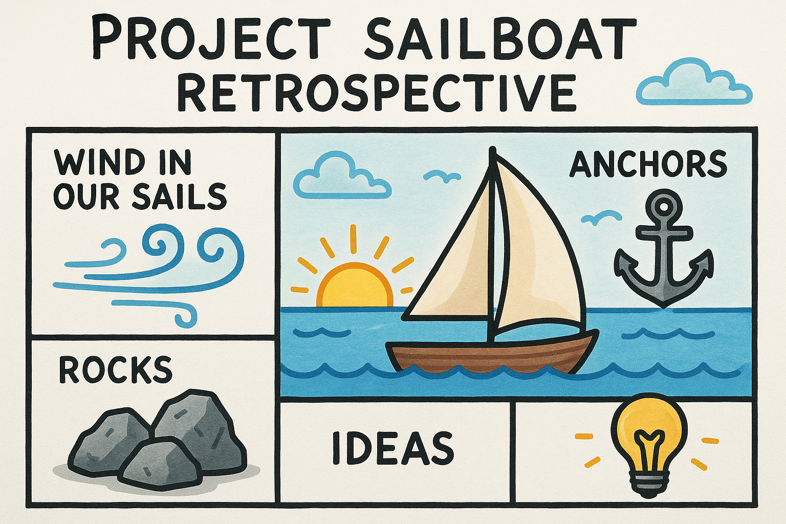 Wind Rocks Sails Retro Sailboat Retrospective Explained: A Creative Approach to Agile Reflection