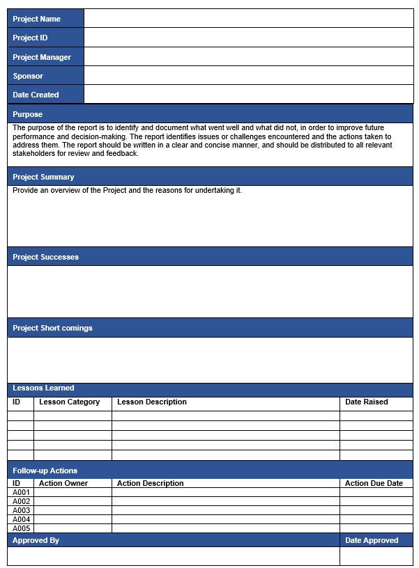 Miniatura: Project Lessons Learnt Report Template