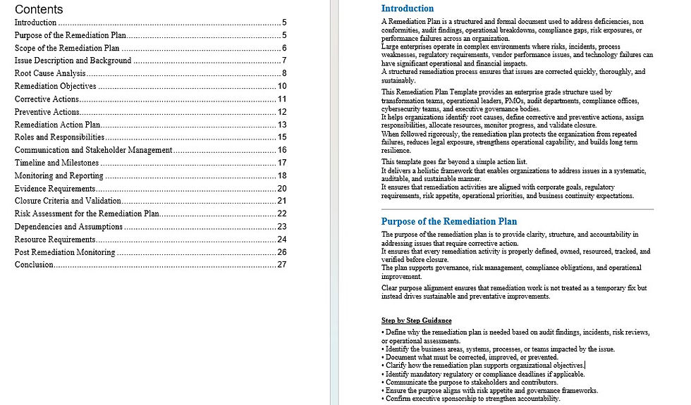 Thumbnail: Remediation Plan Template Word