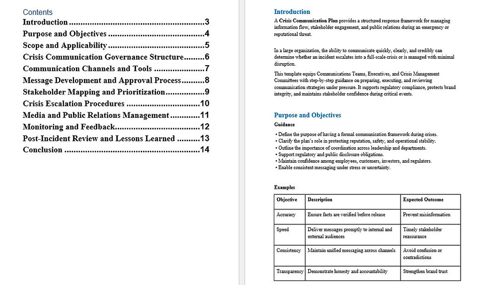 Миниатюра: Crisis Communication Plan Template Word