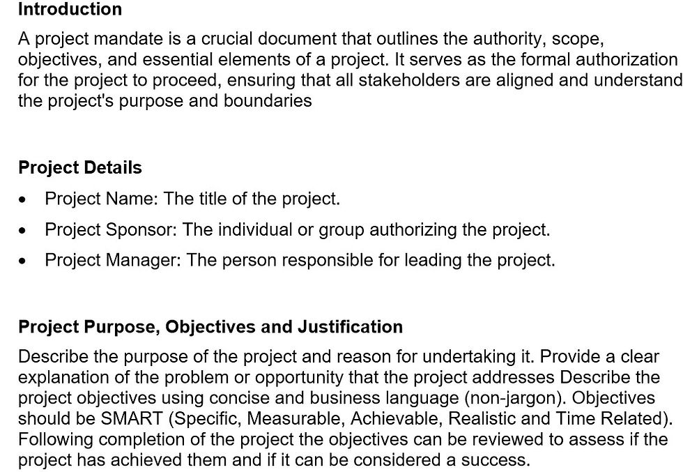 Miniatura: Project Mandate for Project Management, Project Mandate Guidelines, Developing a Project Mandate, Project Mandate Checklist,