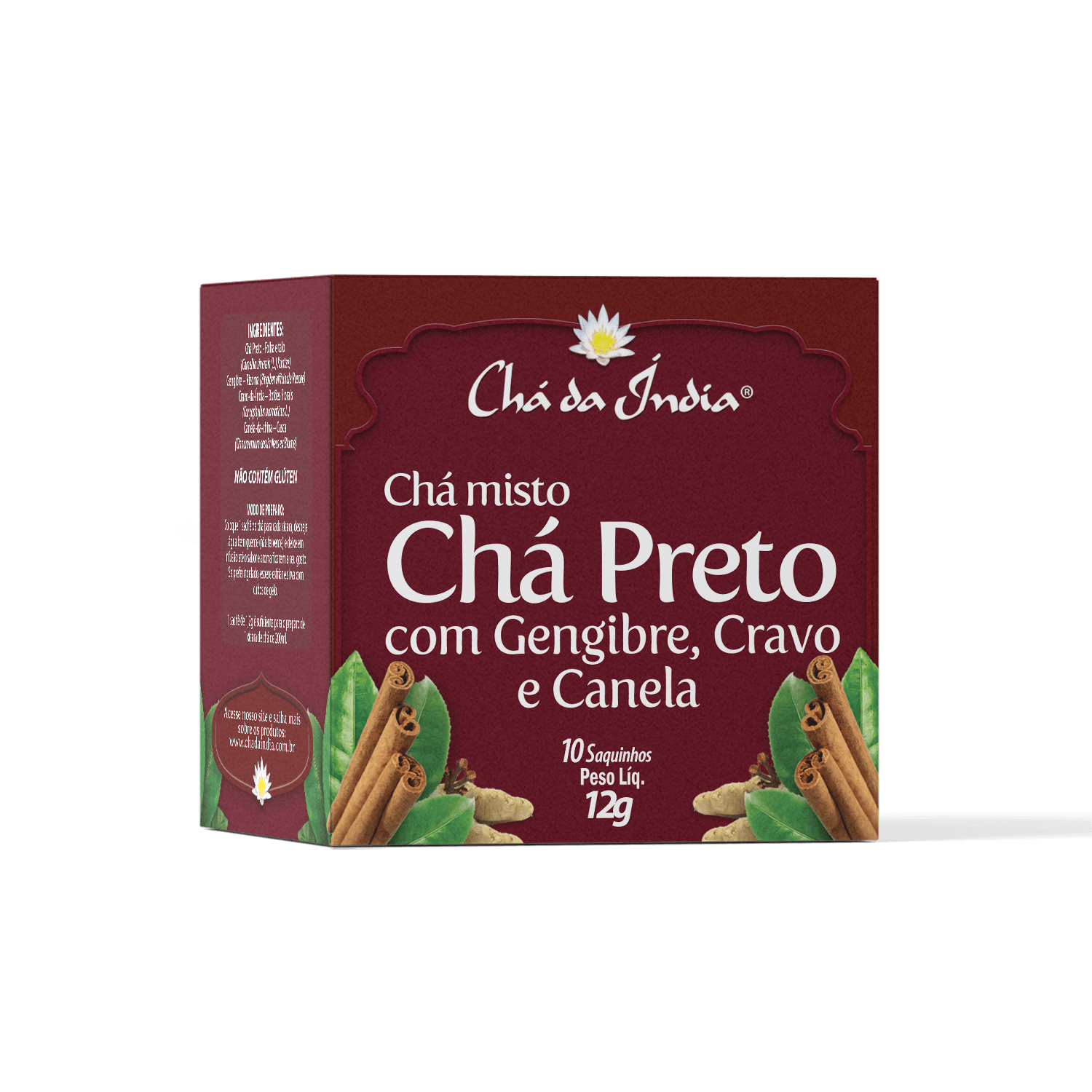 Chá misto de Chá Preto com Gengibre, Cravo e Canela
