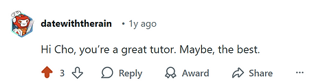 A comment from a student claiming that Impetus LSAT is a great tutor, maybe the best