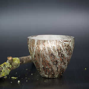 Mokumegane, Silber, Sterling, Kupfer, Shibuichi, Kuroshibuichi, handgeschmiedet, Becher, Faustbecher, Objekt, Silberschmiedearbeit, Kunsthandwerk, Schmiedekunst