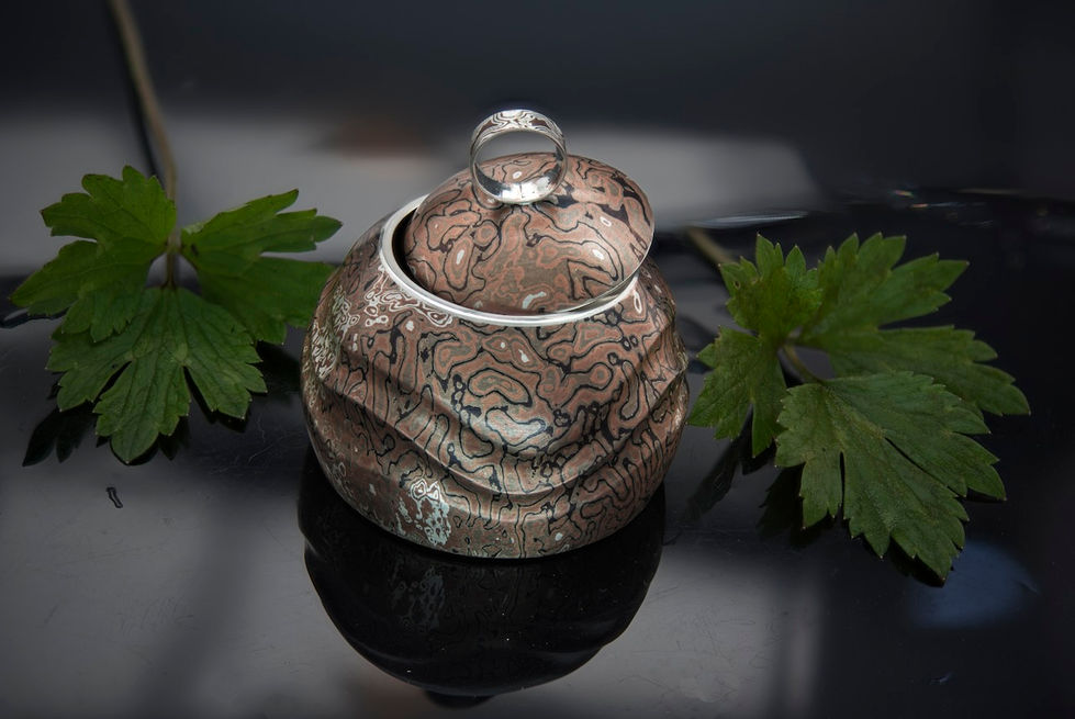 Mokume Gane, Silber, Kupfer, Shibuichi, Shakudo, handgeschmiedet, traditionell, Schmiedekunst
