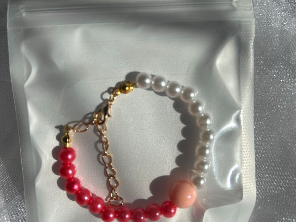 Bracelet en perles rose et blanc