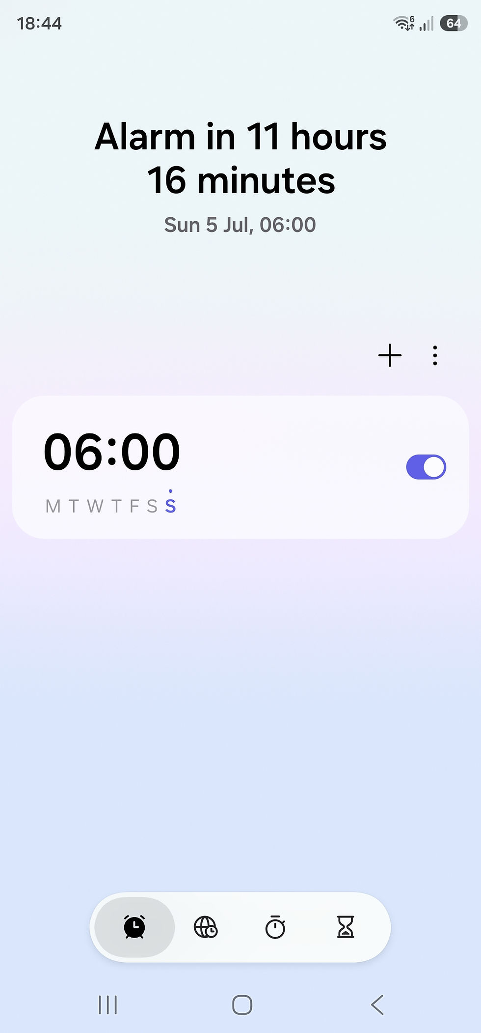 6am alarm on phone screen