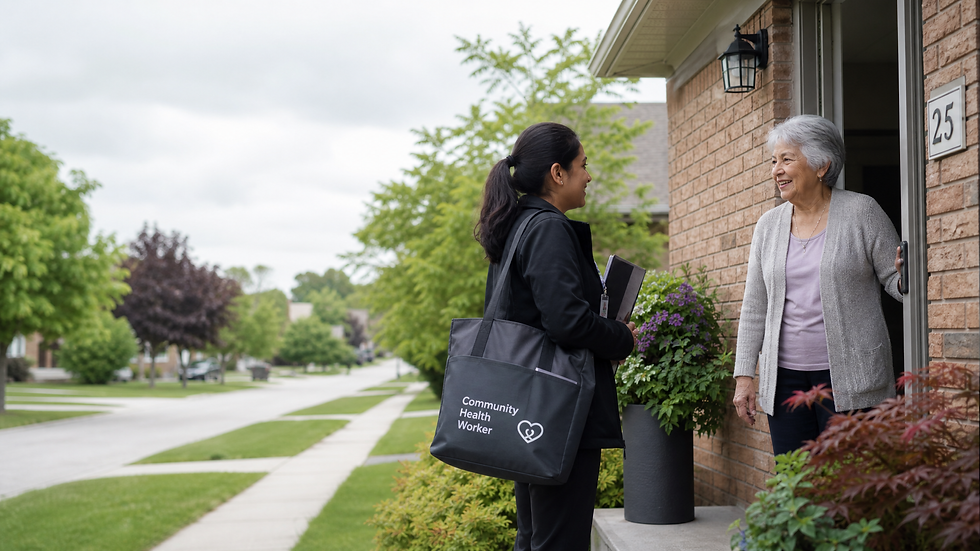 Community worker visits a seniors home