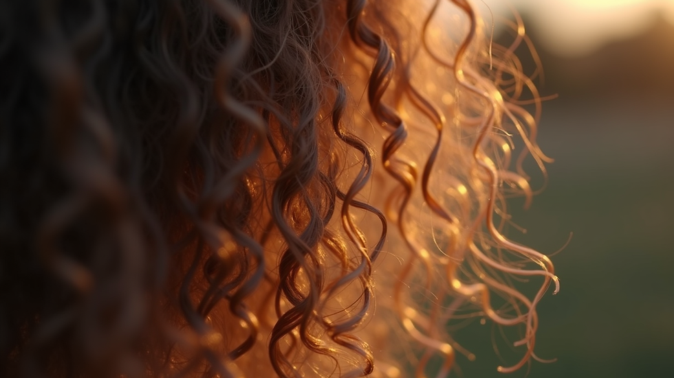 Close-up view of curly hair strands with natural shine