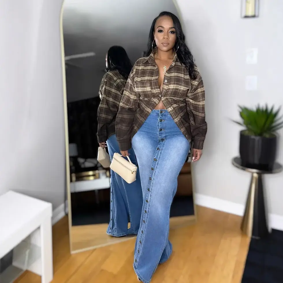 Thumbnail: High-Waist Button Front Wide-Leg Jeans