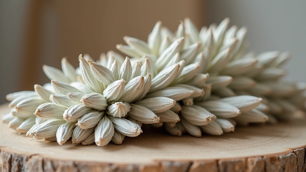 Close-up view of white sage bundle used for smudging