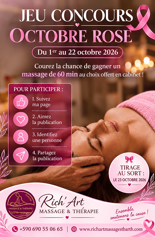 Jeux concours massage à gagner Octobre Rose Rich'Art Massage St Barth