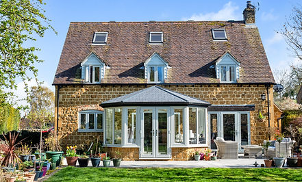 4.1 x 4.3m Tiled Warm Roof with Agate Grey PVC frames (ref.cros)