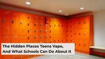 A locker room with vape detector