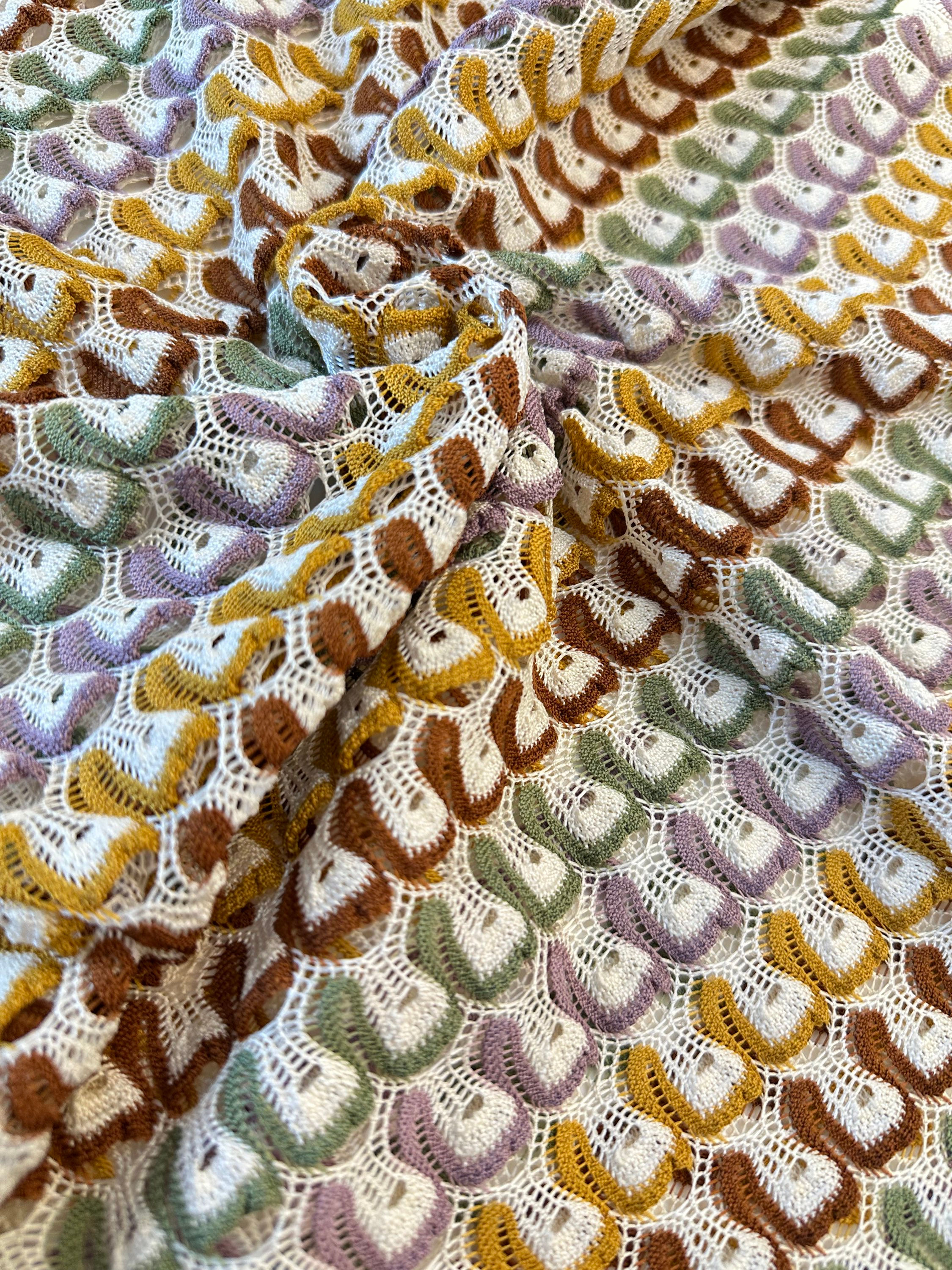 ‏Long רשת רקמה גוונים חמים