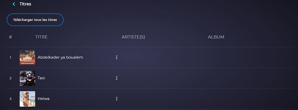 La rubrique des titres sur Zikplay
