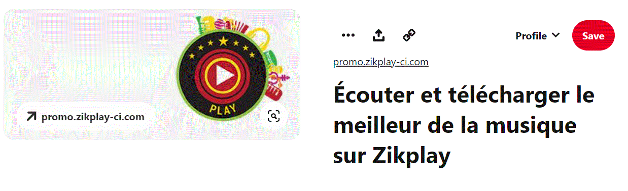 La page Pinterest de Zikplay