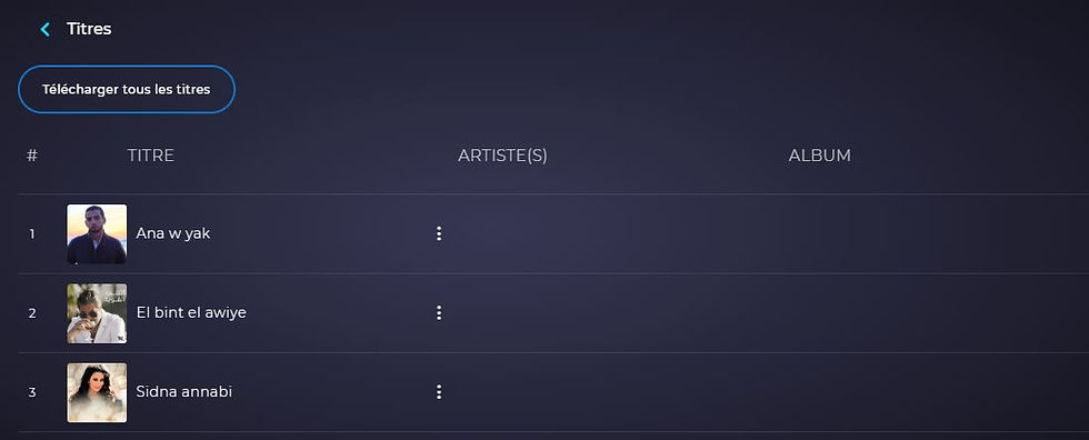 La page des Titres
