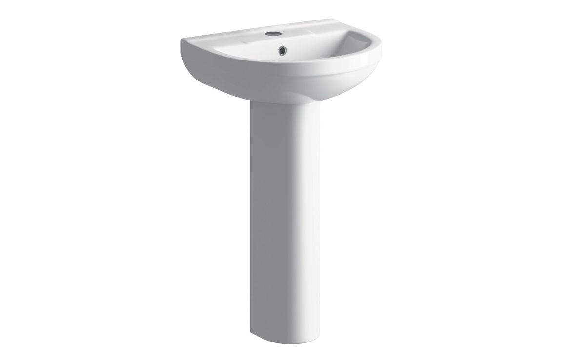 Laurus 500X390mm 1TH Basin & Full Pedestal